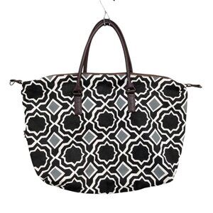 Lulu Dharma Weekender Tote Black Grey White Tile Print Collapsible Travel Bag